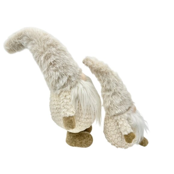 Set Of 2 Plush Nordic Gnome Decorations With Faux Fur Hats & Beards - Picture 4 of 12